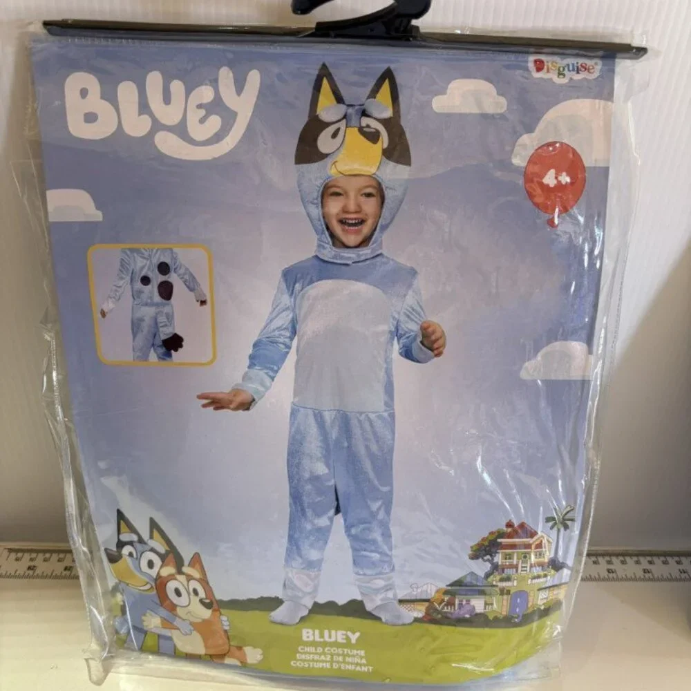 Bluey Halloween Costume 4/6 Blue Velvety Jumpsuit 3 Pc Toddler Unisex Cartoon